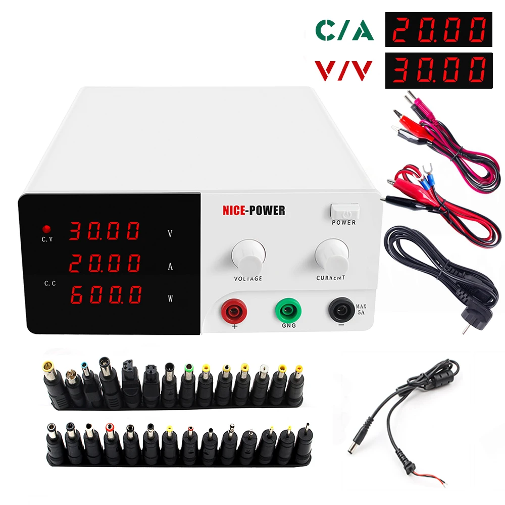 

30V20A DC Switching Power Supply Lab 4-Digit Adjustable Power Source Voltage And Current Regulator 220V