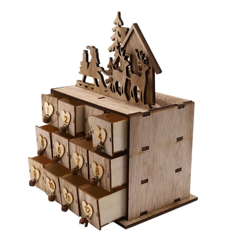 

Christmas Wooden Ornaments Christmas Advent Calendar Drawer Jewelry Box for Wedding Decoration New Year's Toys Natural Crafts Su
