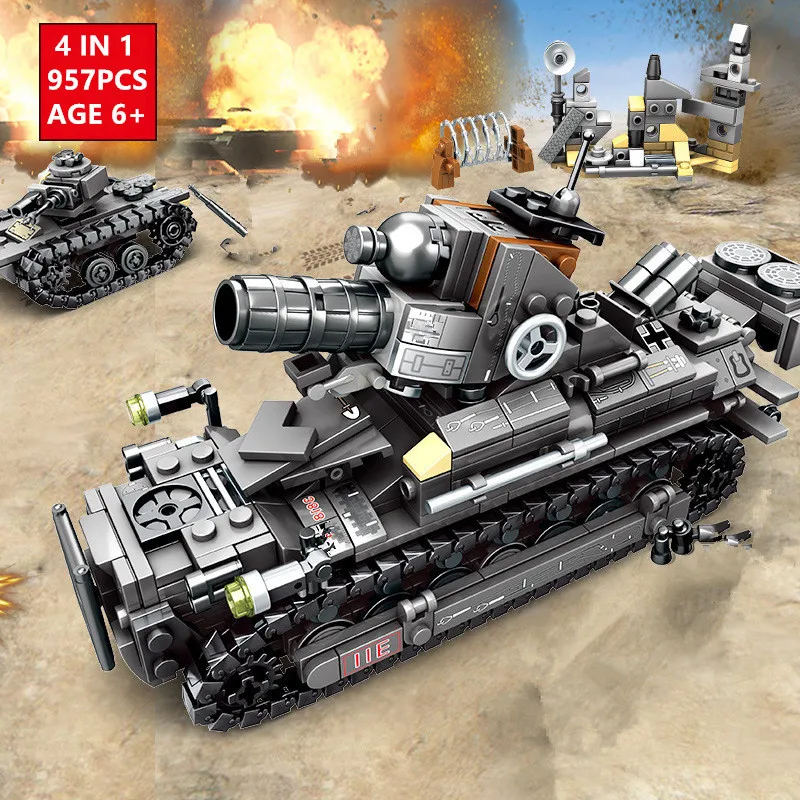 

4Pcs/lot Military Self-propelled Mortar Tank Empire Empires of Steel Technic Building Blocks LegoINGLs Bricks Toys for Children