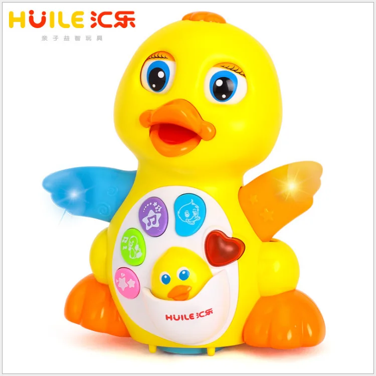 Huile игрушки 808 большой маленький желтая утка Музыка электрический Универсальный животное маленькая утка игрушка утка 9 месяцев Детские развивающие