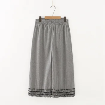 

Plus Size XL-3XL Women's Wide Leg Pants Oversized Elastic Waist Plaid Lace Vintage Trrousers