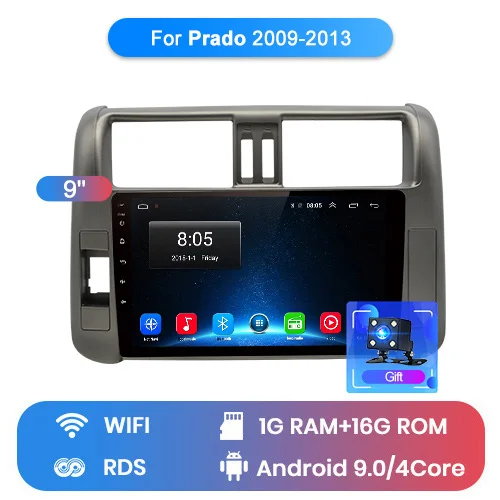 Junsun V1 2G+ 3 2G Android 8,1 4G Автомобильный Радио мультимедийный плеер для Toyota Land Cruiser Prado J150 2009-2013 навигация gps 2 din - Color: WIFI (1GB 16GB)