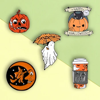 

Halloween Pins Pumpkin Ghost Black Cat Enamel Pins Festival Brooches Badges Bag Clothes Lapel Pins Jewelry Gifts For Friends