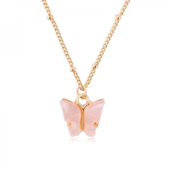 Butterfly Pendant Necklace For Women Colorful Acrylic Statement Choker Chain Korean Fashion Party Girl Jewelry Gift 2022