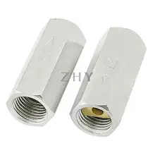 1/" PT внутренняя резьба Серебряный тон прямой односторонний обратный клапан 2 шт