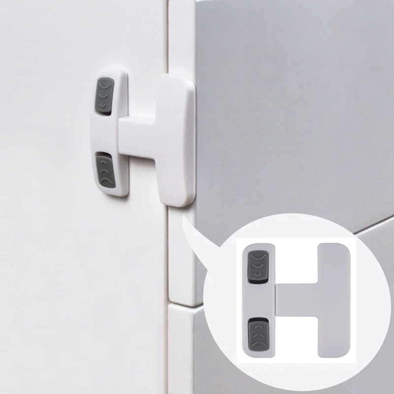 Cerradura de armario de seguridad para bebé, cerradura de plástico multifunción con forma de H, Protector de niños, para puertas, cajones, refrigerador infantil, no se puede abrir