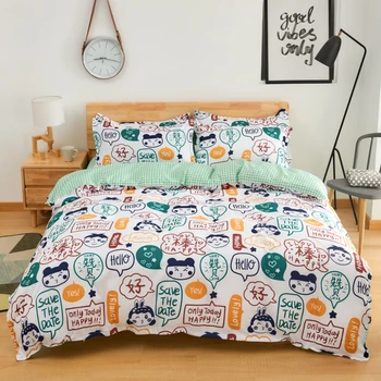 

cute cartoon characters bedding set Korea style modern bed linen duvet cover pillowcase bed sheet sets for adult children