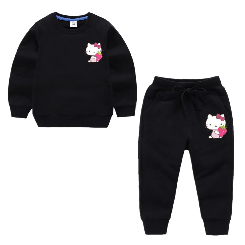 Комплекты одежды для девочек «hello kitty» Спортивный Костюм хлопковый свитер+ штаны, 2 предмета, осенняя одежда для малышей комплект одежды для детей