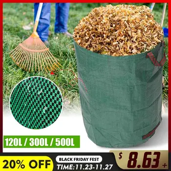 

120L/300L/500L Large Capacity Heavy Duty Garden Waste Bag Durable Reusable Waterproof PP Yard Leaf Weeds Grass Container Storage