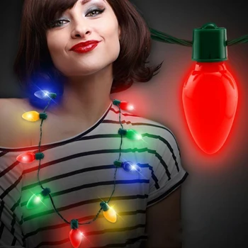 

LED Light Up Christmas Bulb Necklace Glowing Party Decoration for Adult Kids Children