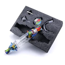 Novo kit de coletor de vidro silicone concentrado tubo de fumaça com titânio prego sílica gel tubo de metal conjunto hookah