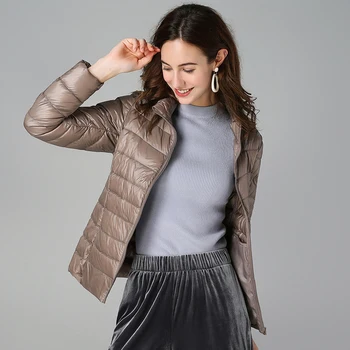 

Solid Color Ultralight Thin Short Down Jacket for Women New Spring Autumn Female Outwear Coat Big Size Portable Down Coat