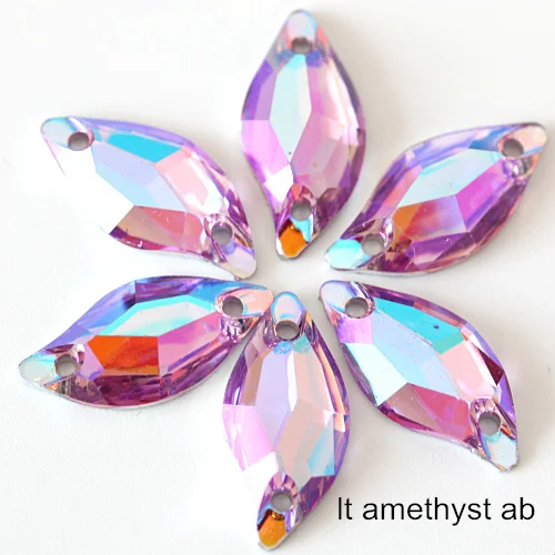 lt Amethyst AB 9x20 мм 50 шт. Лист смолы пришить Стразы Flatback пришить горный хрусталь блеск для одежды аксессуары Y3715 - Цвет: lt Amethyst AB