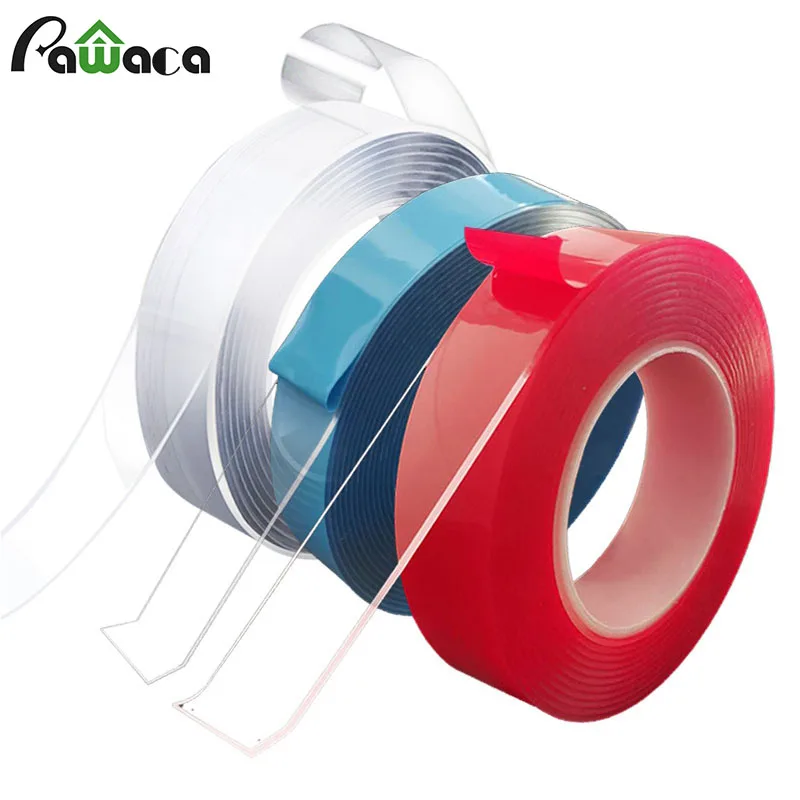 

1/3/5m Washable Removable Adhesive Tape Nano Tape Reusable Double-Sided Adhesive Silicone Tape Gel Mat Carpet Rug Tape