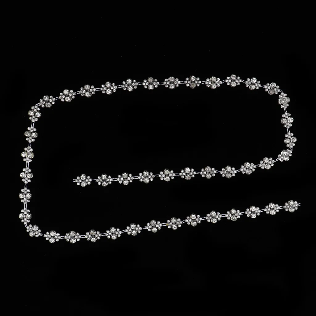 Faux Rhinestone Crystal Ribbon Trim DIY Wedding Dress Belt Bridal Bead Appliques - White, 1 Yard , 13mm