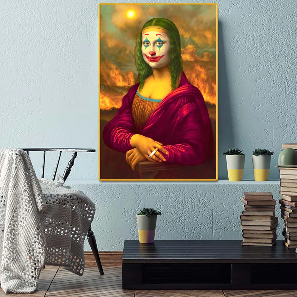 Funny Joker Mona Lisa Smoking Pop Art