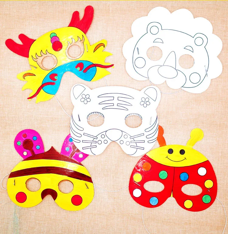 Дети DIY цветные Мультяшные животные картина маска детский сад дошкольные творческие игрушки для рисования для детей граффити искусство ремесла игрушки