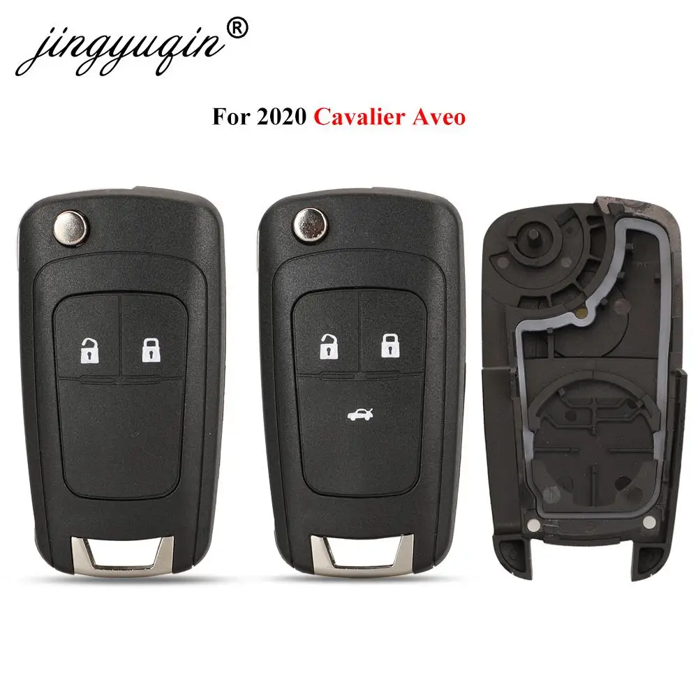 jingyuqin Flip Folding Remote Car Key Shell Case For 2020 Chevrolet Cavalier Aveo 2 3 Buttons HU100 Blade Key Fob