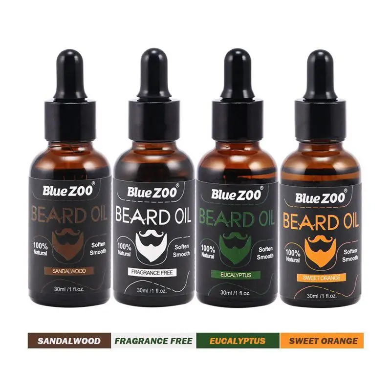 BlueZOO Natural Beard Oil for Men,Leave In Conditioner and Softener for Grooming, Styling, and Shaping(Sandalwood, 30ml