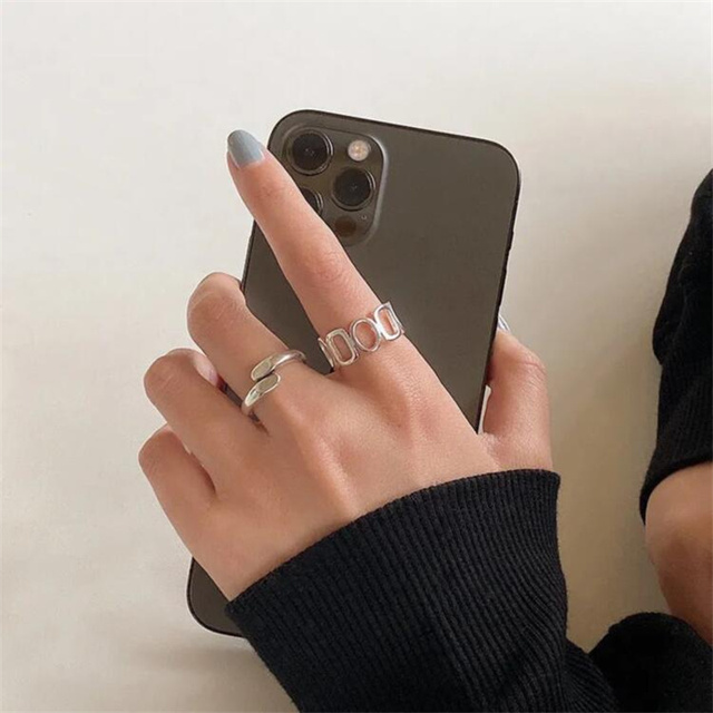 Gothic Heart Ring Set for Women Black Dice Vintage Hip-Hop Silver Plated Retro Rhinestone Charm Butterfly Finger Jewelry