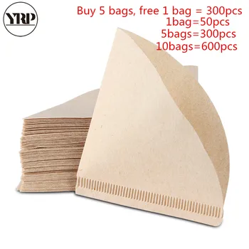 

YRP50Pcs V60 Coffee Filter Papers Unbleached Original Wooden Drip Paper Cone Shape Espresso Coffee Brew kitchen accessories tool