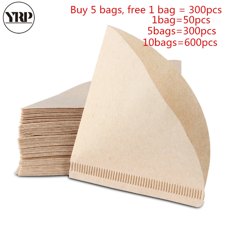 YRP50Pcs V60 кофе фильтровальная бумага s неотбеленная оригинальная деревянная