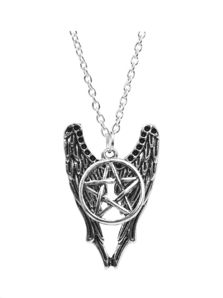 

Hot five-pointed star wings necklace evil power supernature Europe and the United States film and television accessories