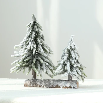 

Christmas Tree Burlap Flocking Snow Scene Arrangement Christmas Decorations Desk 449C