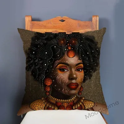 Потрясающая африканская красавица, модная черная домашняя декоративная подушка для девочек, фантазия, африканские красавицы, артистический диван, наволочка