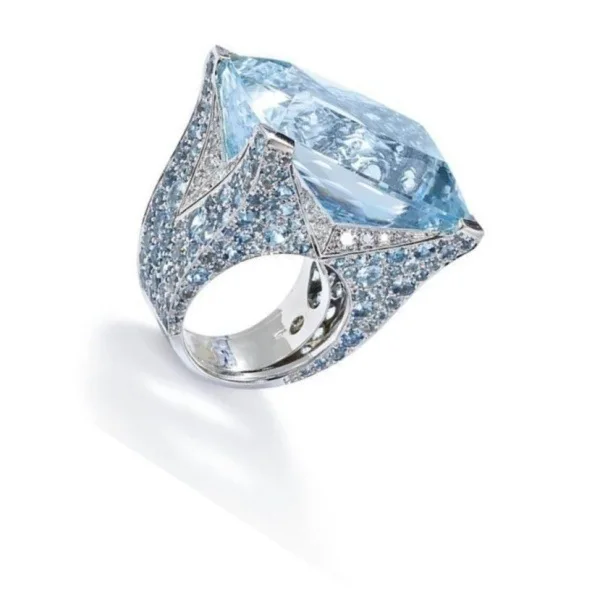 

Three heroes wish hot selling accessories New style exaggerated atmospheric blue square ring European and American-style cross-b