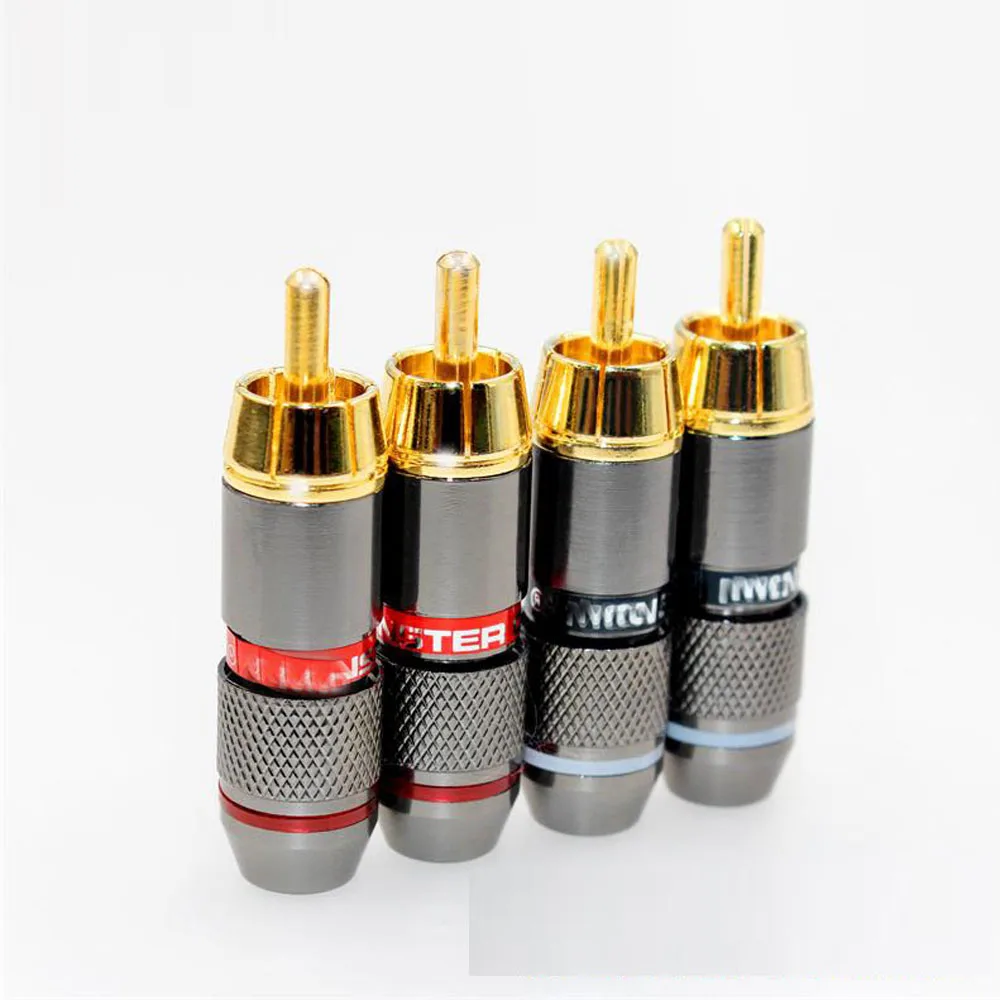 Tomada de Alta Banhado a Ouro Auto-travamento do Fio de Lótus Adaptador de Áudio Fidelidade Pces Macho Duplo Conectores Plug 8 Rca 6mm