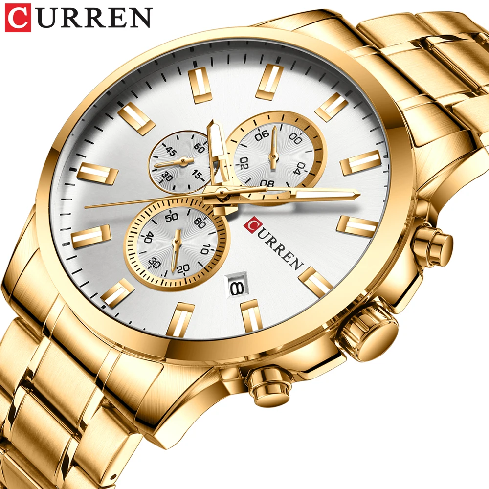 

CURREN Men Luxury Brand Quartz Watch Military Watch Fashion Causal Chronograph Clock Stainless Steel Wristwatch Montre Homme