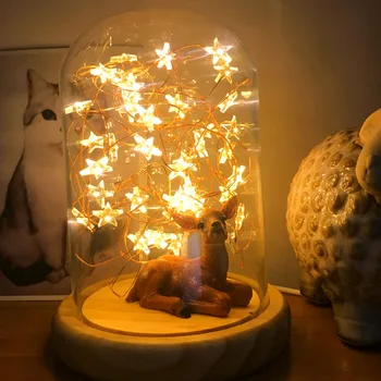 

Novedades Second Generation Five-pointed Star Fire Tree Silver Flower Night Light Glass Cover LED Star Creative Night Lamp