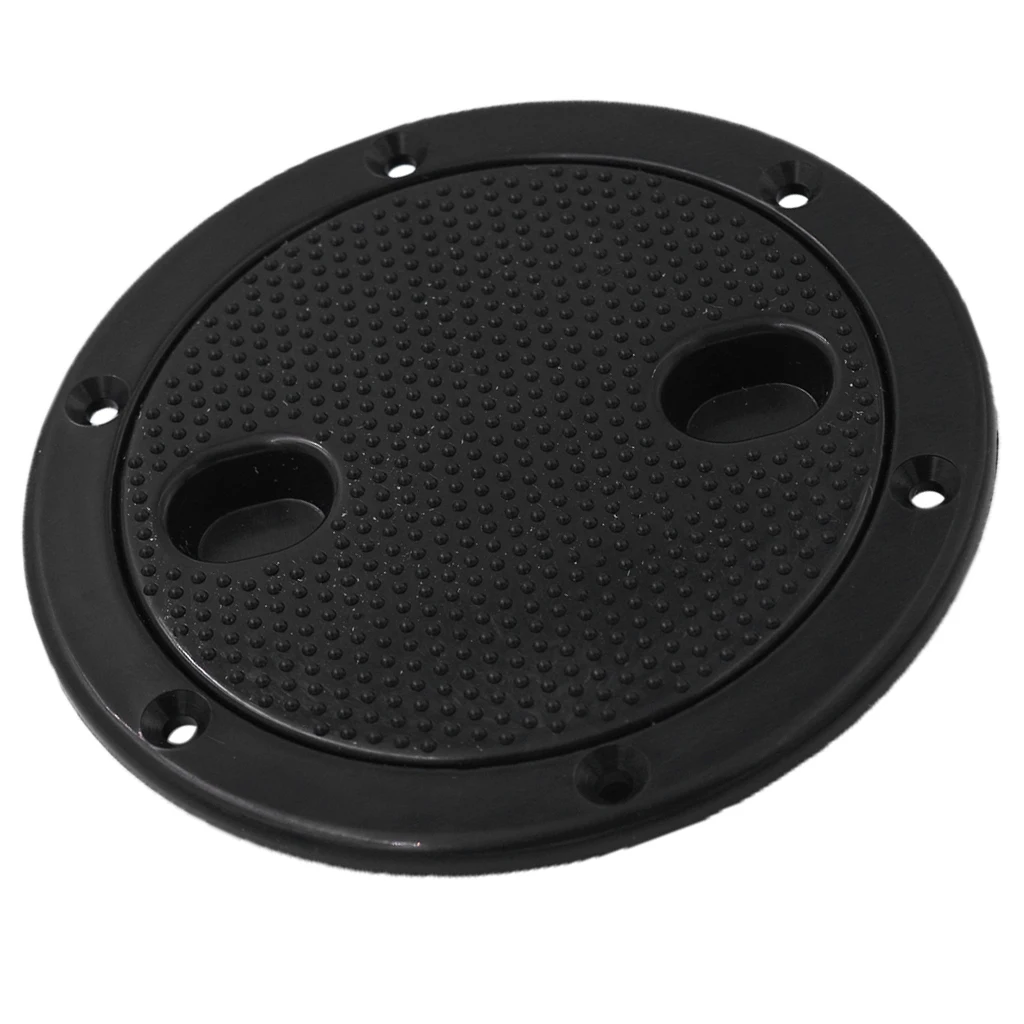 2pcs Marine Deck Plate, 4 Inch Marine Hatch Cover Pull Out Inspection Hatch for Boat Kayak Canoe, Black