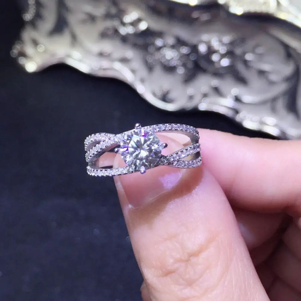 Kkmall Store круглое серебряное кольцо Moissanite 1.00ct D VVS роскошное кольцо Moissanite серьги-гвоздики Moissanite серебряное кольцо 925