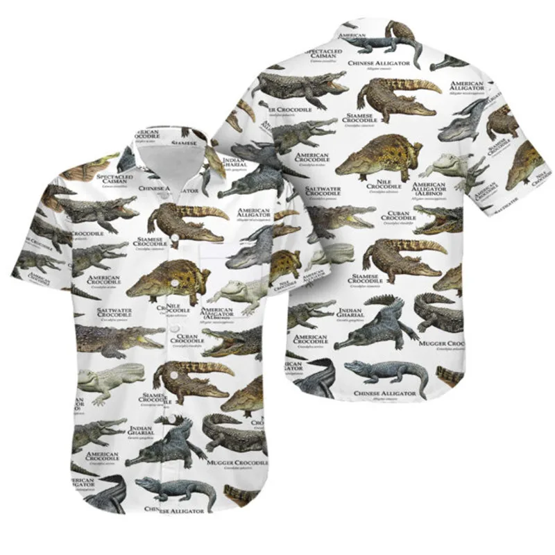 

Tropical Hawaiian Shirt Fierce Crocodile 3D Printing Men's Casual Shirt Unisex Lapel Short-sleeved Shirt CS14