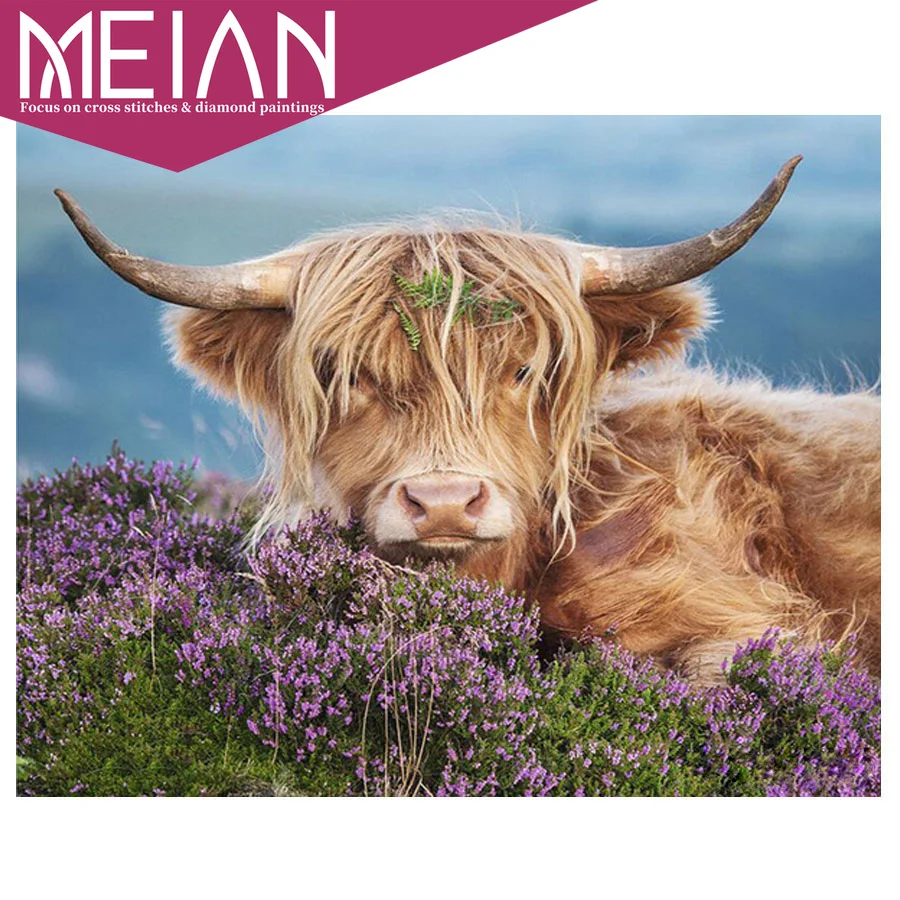 2020 Meian корова DIY Алмазная вышивка Highland животное 5D квадратная/круглая картина