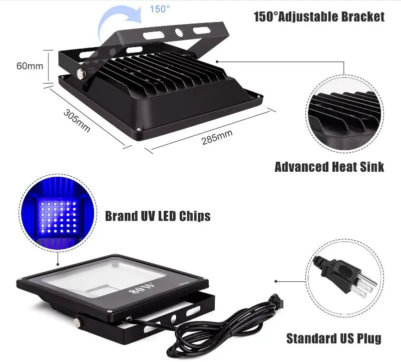 [Seven Neon] Профессиональный ультрафиолетовый IP66 400NM 80W UV вечерние свет клей быстрого высыхания бактерицидный свет рептилий стерилизатор светодиодная УФ лампа