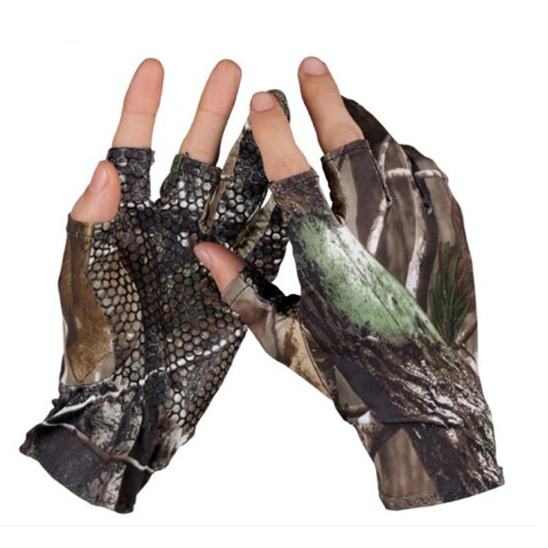 

Jungle Camouflage Three Finger Cut Anti Slip Army Stretchy Fishing Gloves Cycling campingTraining Gloves 4 camo colors by random