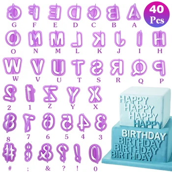 

40 Pcs Hot Sale Kitchen Alphabet Letter Number Fondant Cake Biscuit Baking Mould Cookie Cutters and stamps For Kids