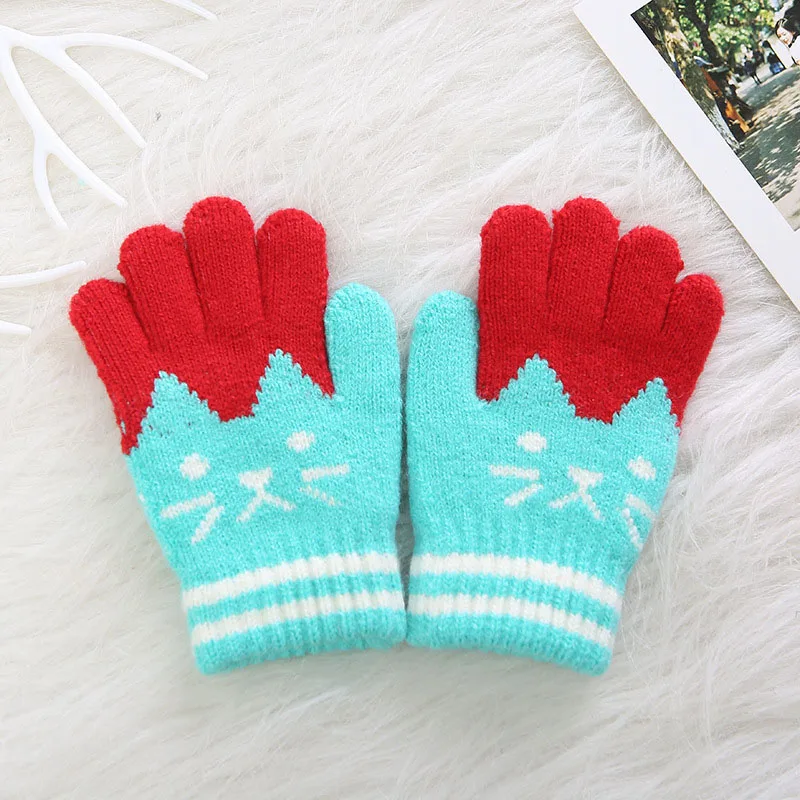 Winter Warm Kids Gloves knitting Baby Girls Boys Soft Gloves Candy Colors Children Patchwork Full Finger Mittens winter gloves baby mittens