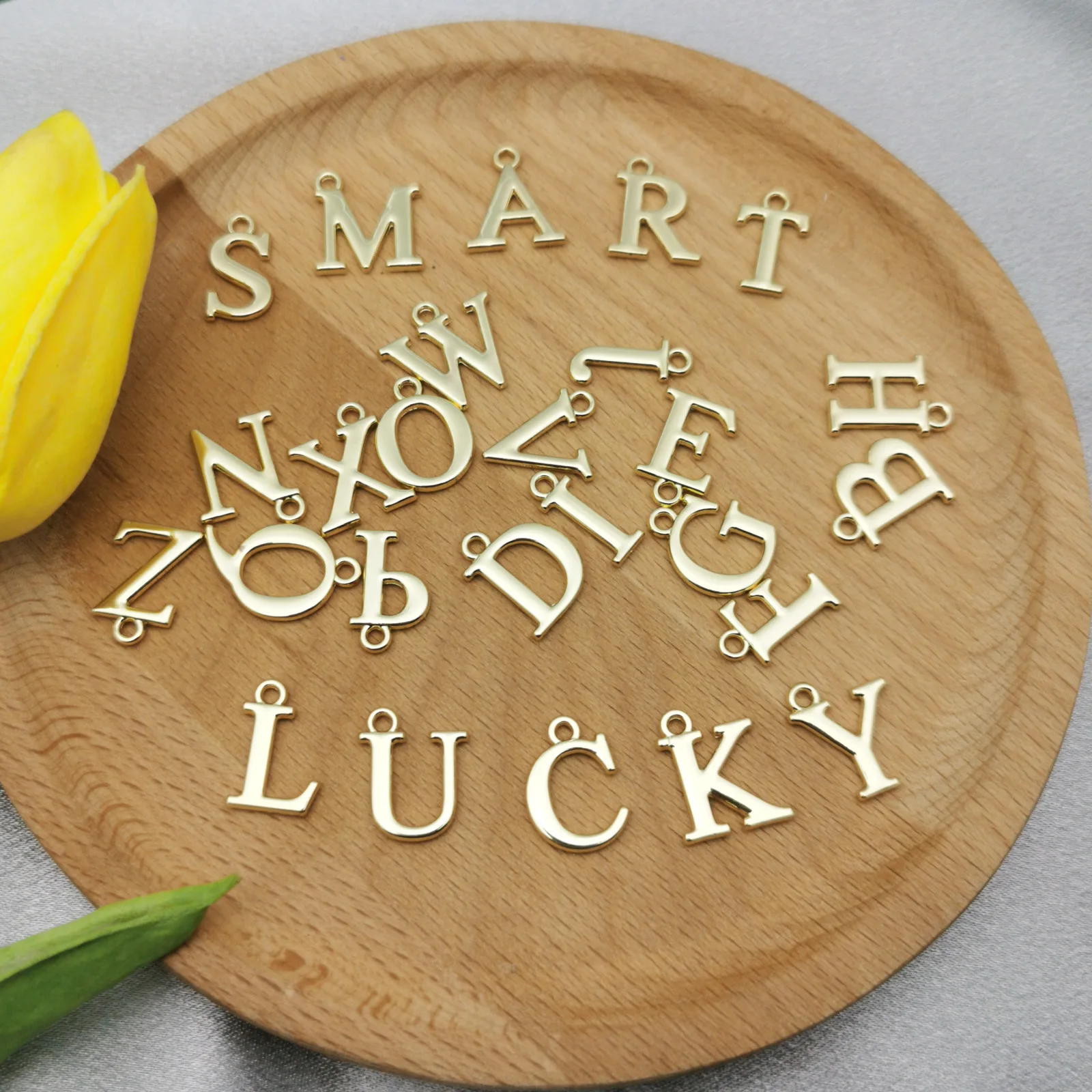 10pcs Classics 26 English Letters Pendants Alphabets Charms Fit Fashion Earring DIY Jewelry Making Accessory Golden Metal | Украшения и