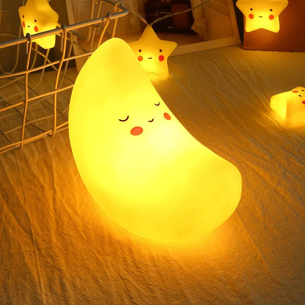 

NEWKBO Korean Style Cute Silicone Moon Shape Decorative Night Light for Children's Bedroom Decoration Light