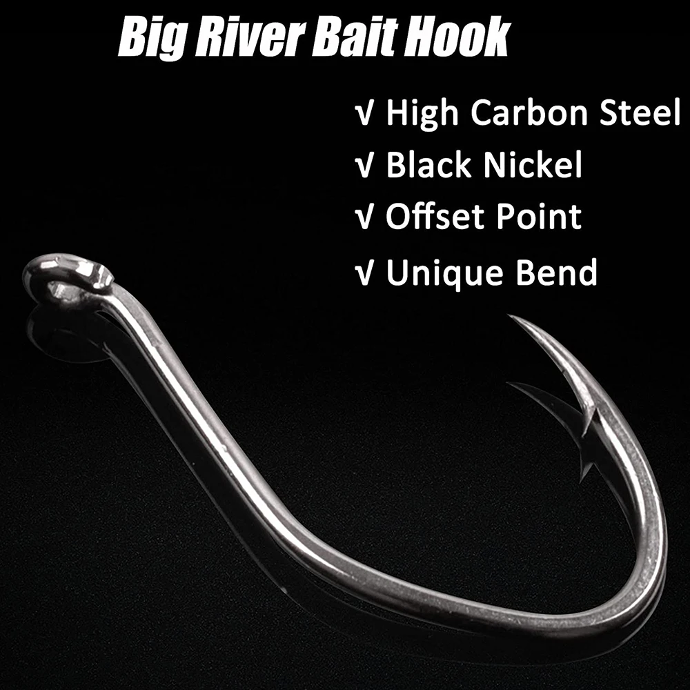 50pcs/lot Barbed Catfish Fishing Hooks 10#-8/0 High Carbon Steel Offset  Catfish Jig Hooks Saltwater Fishhook