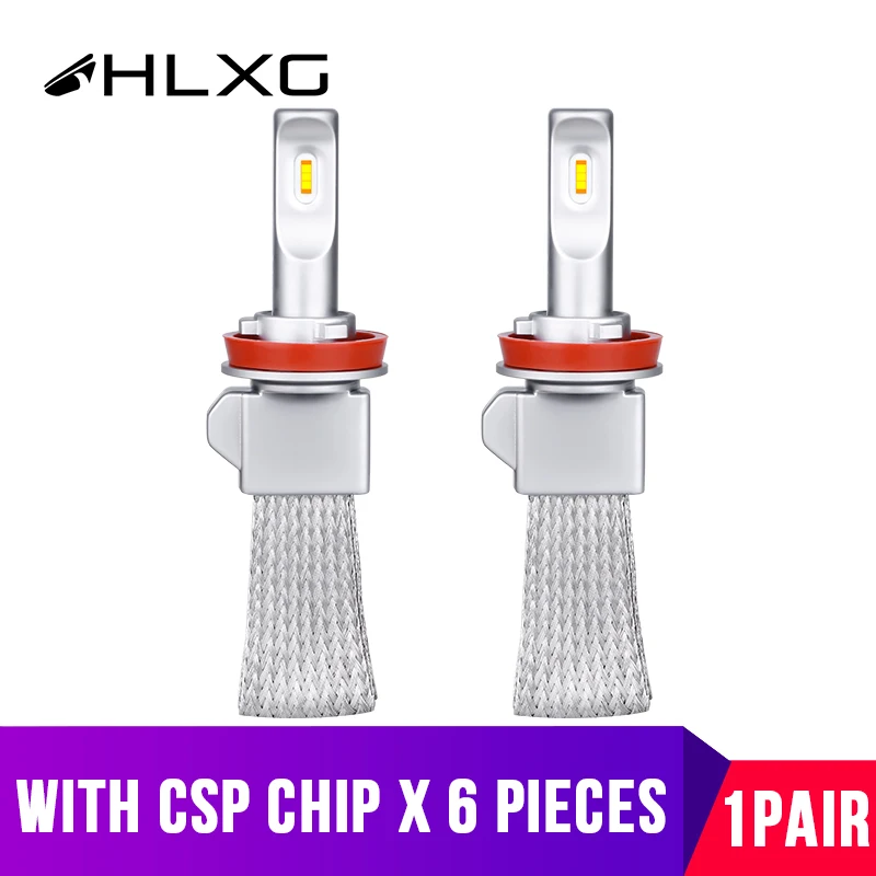 Hlxg 2 шт. H1 H7 led H4 H11 9005 9006 фары CSP чип Противотуманные светодиодные лампы для