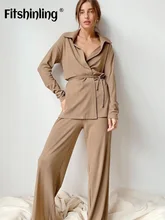 

Fitshinling Lace Loungewar Solid Nightwear Women's Home Clothes 2 Pieces Trousers Outfits Casual Sleepwear Pajamas Long Sleeve