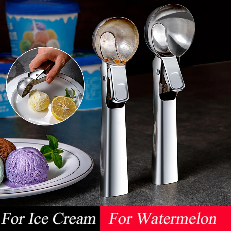 Two Size Ice Cream Scoops Stacks Stainless Steel Digger Non-Stick Fruit Ball Maker Watermelon Spoon Tool |