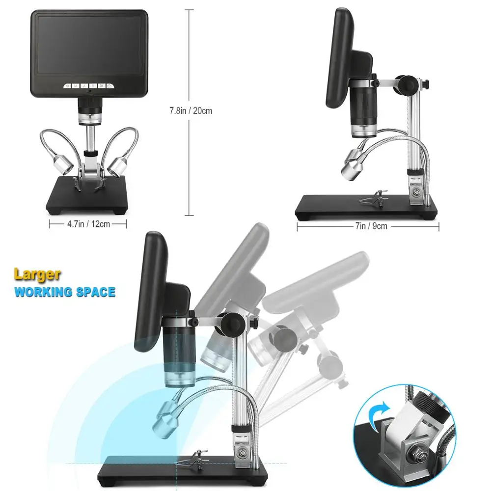 US $122.50 Andonstar 7 inch Digital Microscope AD207 Long Object Distance for PCBSMD Phone Repair Soldering Tool with Image Rotate