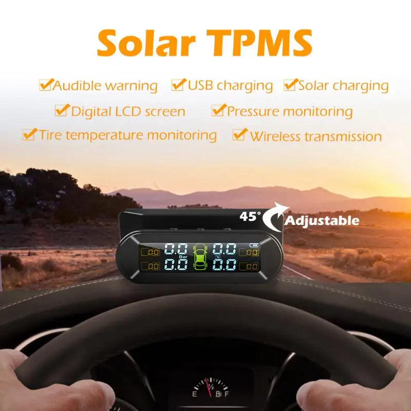 Простота автомобиля TPMS Солнечная usb зарядка ЖК-дисплей автомобильная система контроля давления в шинах Система контроля давления в шинах s