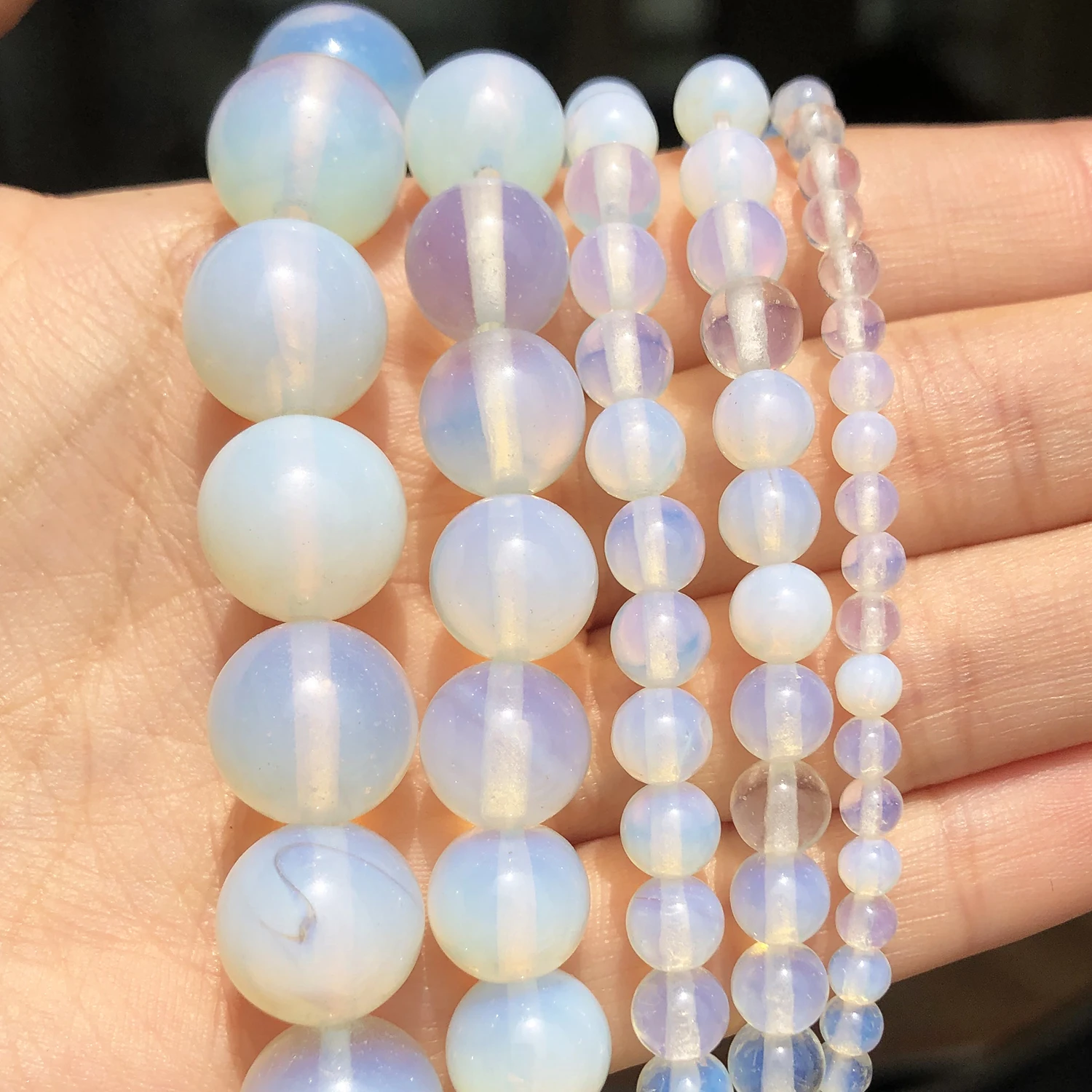 Natürliche Stein Weiß Opal Perlen Opalite 4 6 8 10 12mm Fit Diy Make-Up Charms Perlen Perlen für Schmuck Machen Zubehör 15'' – Detail 5